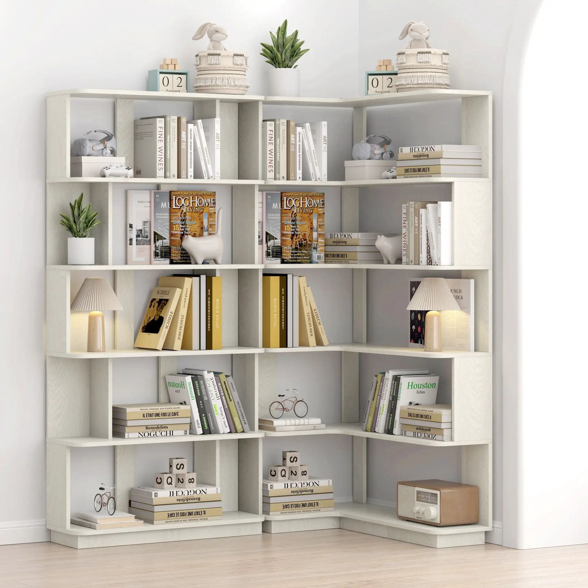 Modern 5 Tier Open Storage Bookcase