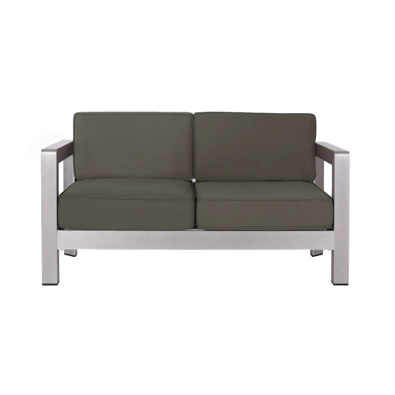 Outdoor Aluminum Loveseat – Low-Profile Patio Seating with Deep Cushions by HouseOfZazla