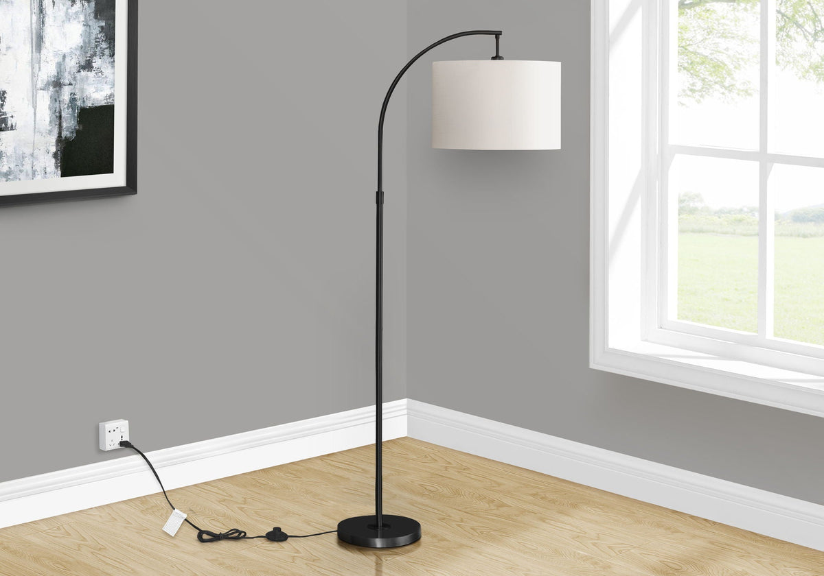 Contemporary Arc Floor Lamp with Fabric Shade - Gold or Black, photo 7 of 8