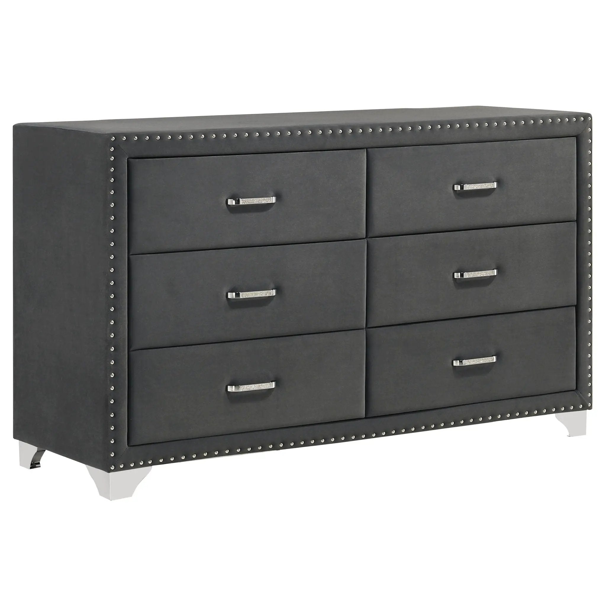 Melody 6-drawer Upholstered Dresser Grey by Unique Piece Furniture