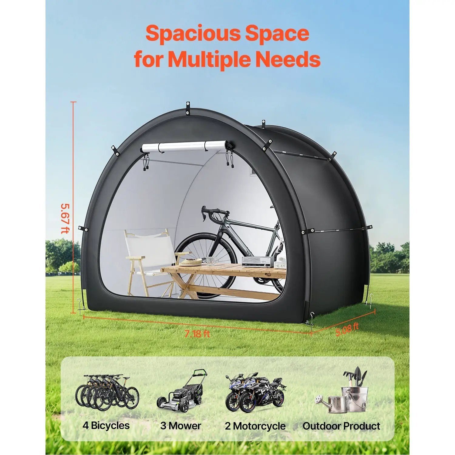 Outdoor Bike Storage Tent Fan-Shaped Waterproof Bike Tent for 4 to 5 Bikes by HouseOfZazla