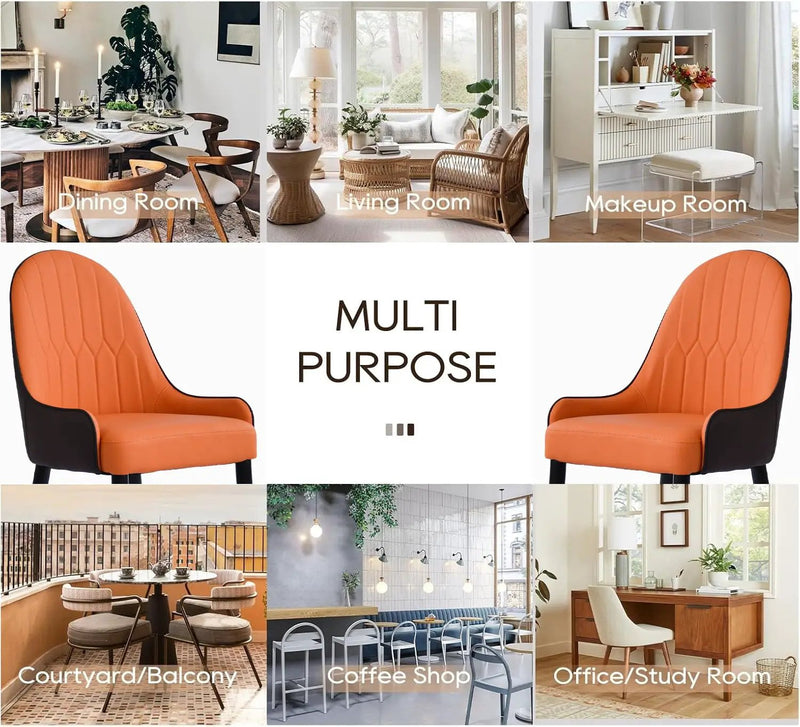 Modern Sponge-Filled Dining Chair, Solid Wood Metal Legs, Suitable For Restaurants, Living Rooms And Rooms (Set of 2) by Unique Piece Furniture