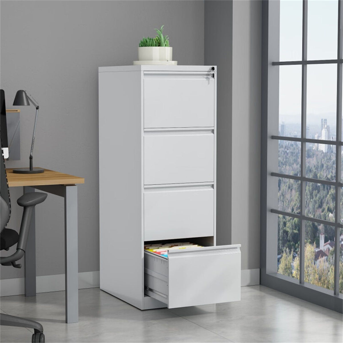 Durable Metal 3 Drawer File Cabinet With Lock For Office Storage, photo 21 of 28