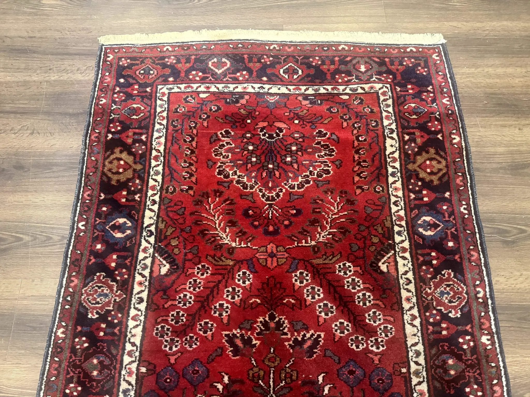 Red Persian Rug 2.6 x 6.8, Floral, Antique Per'sian Carpet, Persian Malayer Rug, Hamadan Rug by Jewel Rugs