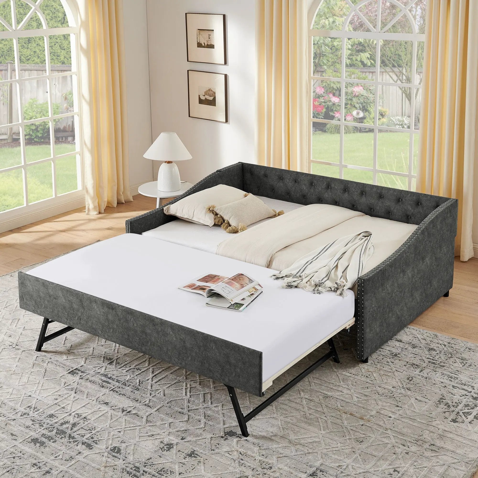Upholstered Daybed With USB Charging & Pull Out Bed by Unique Piece Furniture