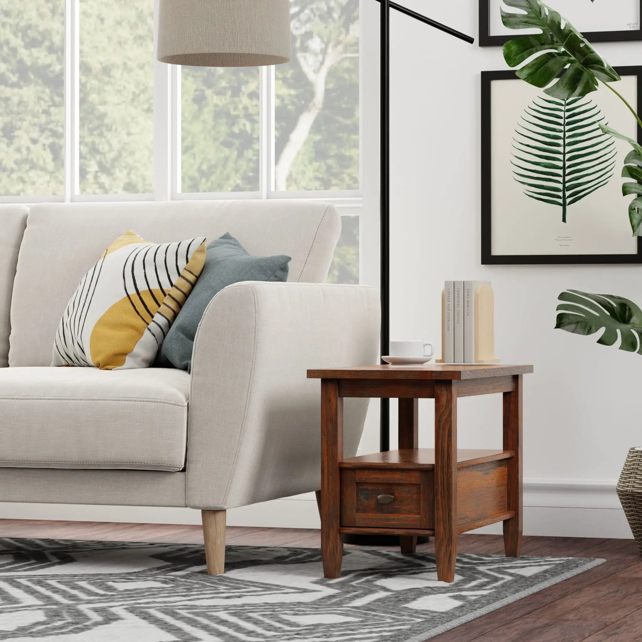 Warm Shaker - Narrow Side Table - Distressed Charcoal Brown by HouseOfZazla