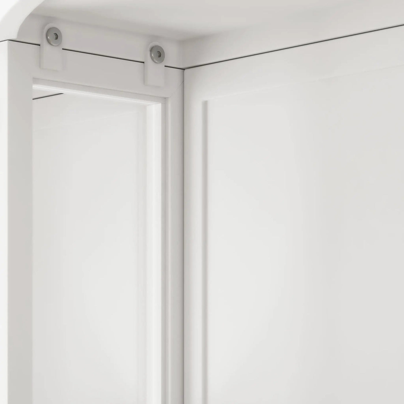 Arched Glass Double Door Wardrobe With Shatterproof Mirror, Open Shelf & Towel Rack by HouseOfZazla