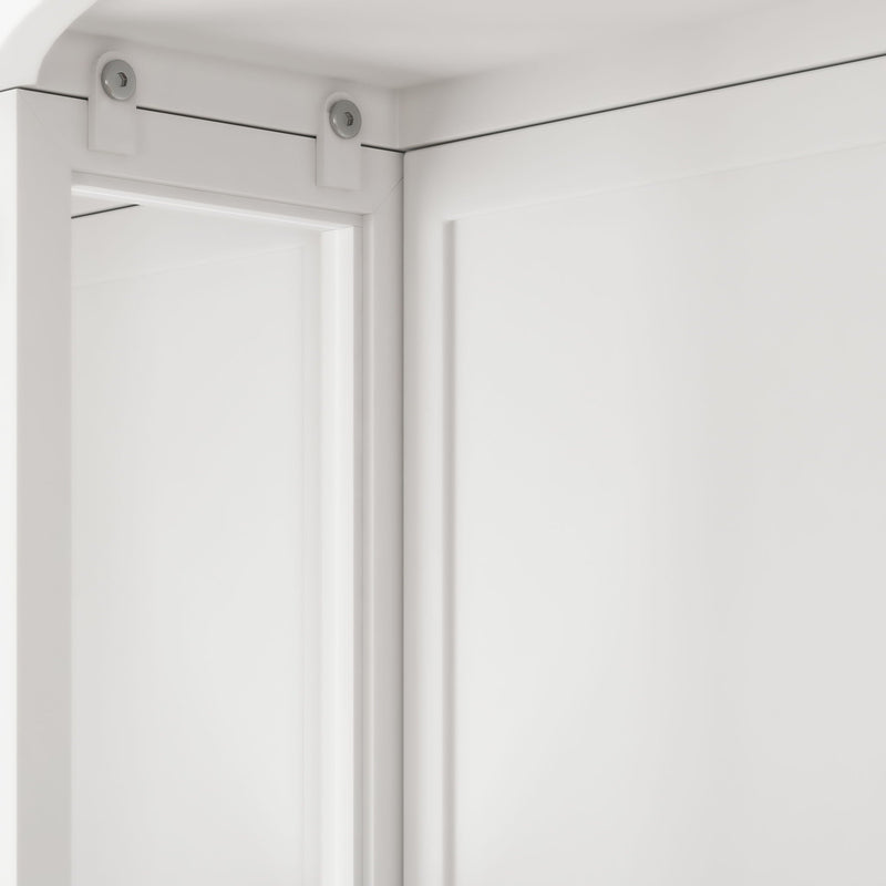 Arched Glass Double Door Wardrobe With Shatterproof Mirror, Open Shelf & Towel Rack by HouseOfZazla