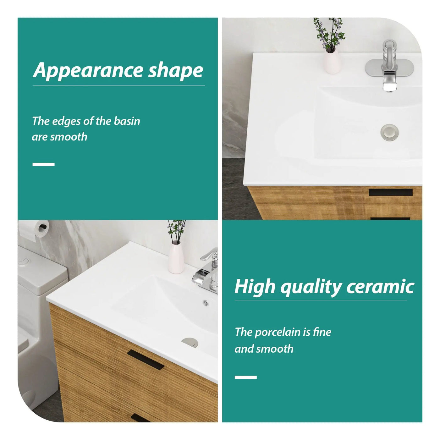 Premium Rectangular Vanity Top With Single Faucet Hole And Overflow by HouseOfZazla
