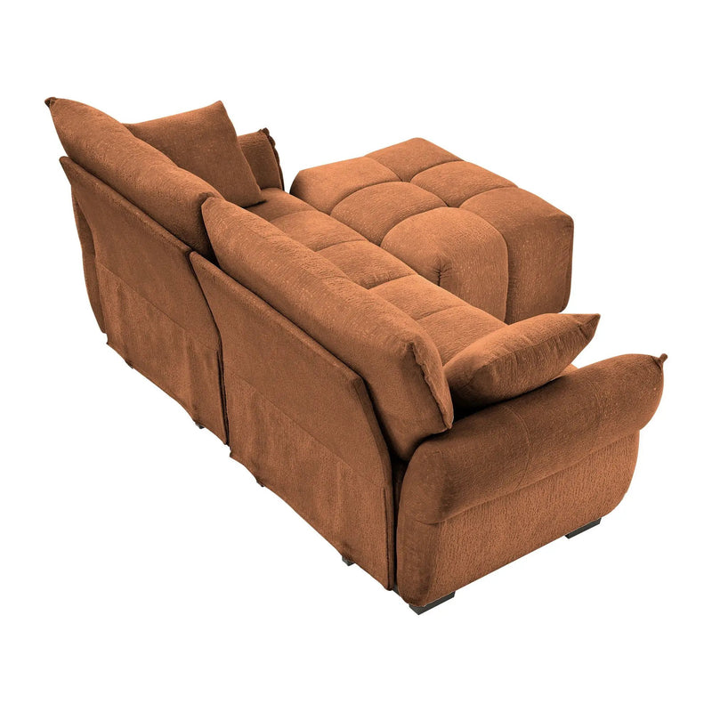 Sofa Set With Ottoman And Pillows, Textured, High Resilience Cushions by HouseOfZazla