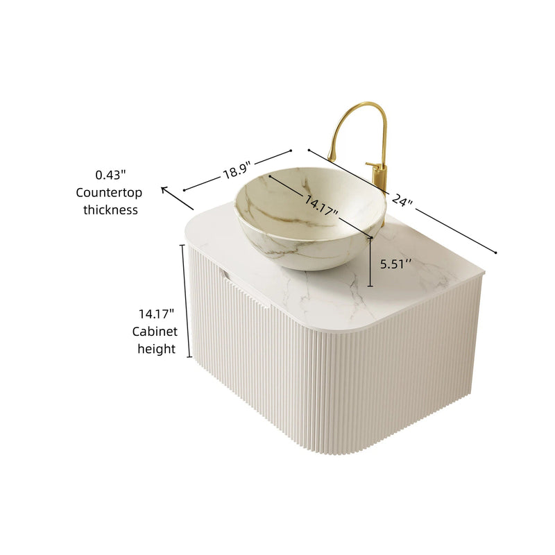DINA 24" Bathroom Vanity & Sink with Floating Curved Edges by HouseOfZazla