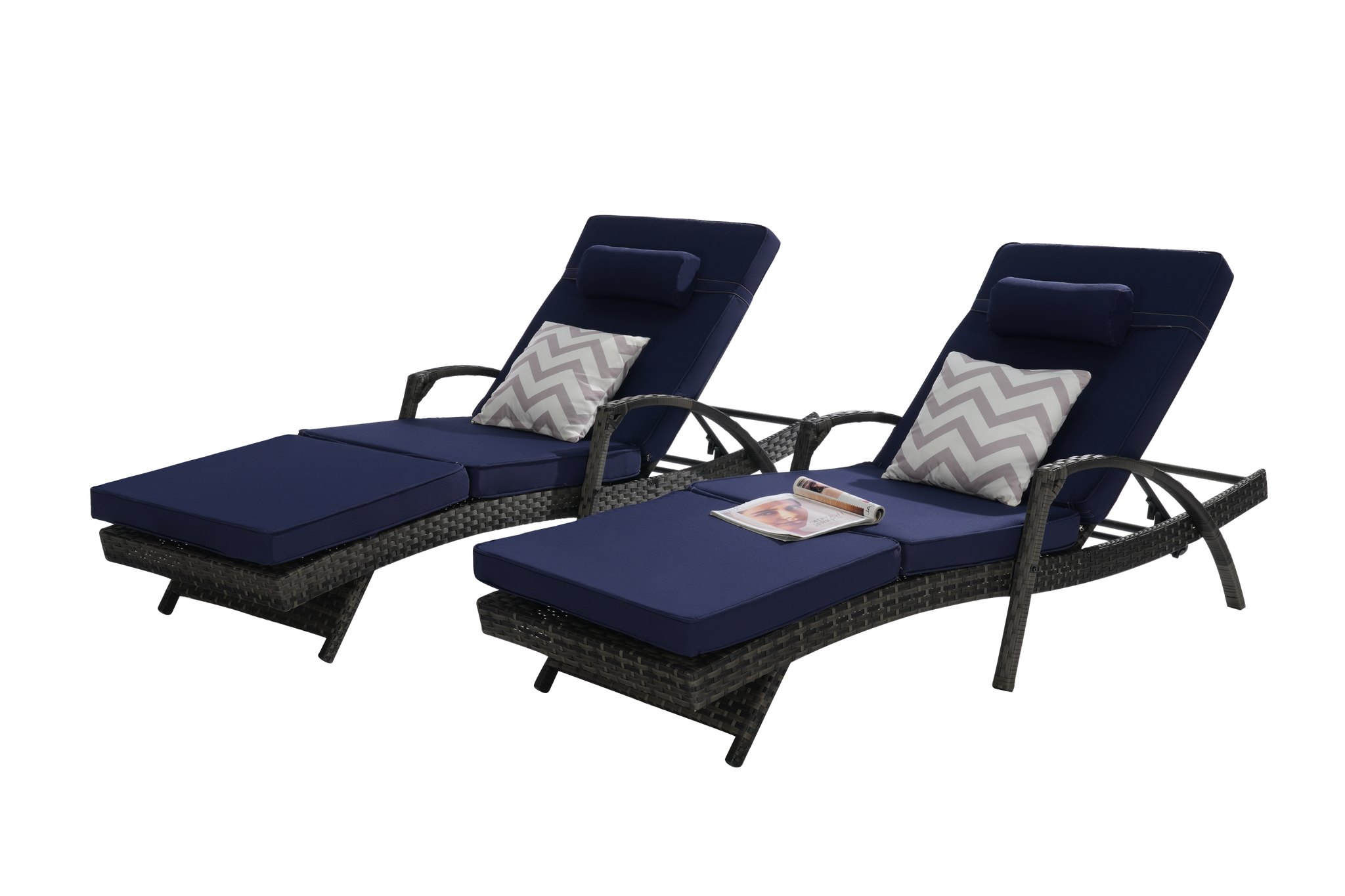 Outdoor Wicker Reclining Chair Set of 2 with Cushions by HouseOfZazla