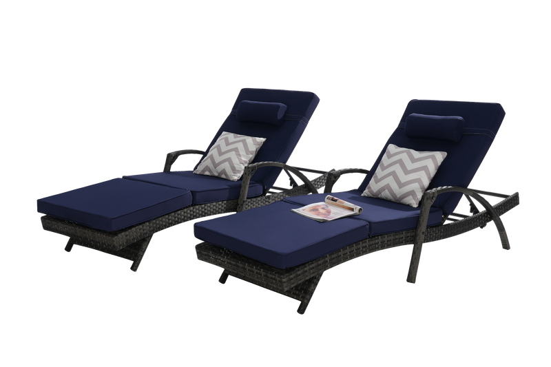 Outdoor Wicker Reclining Chair Set of 2 with Cushions by HouseOfZazla