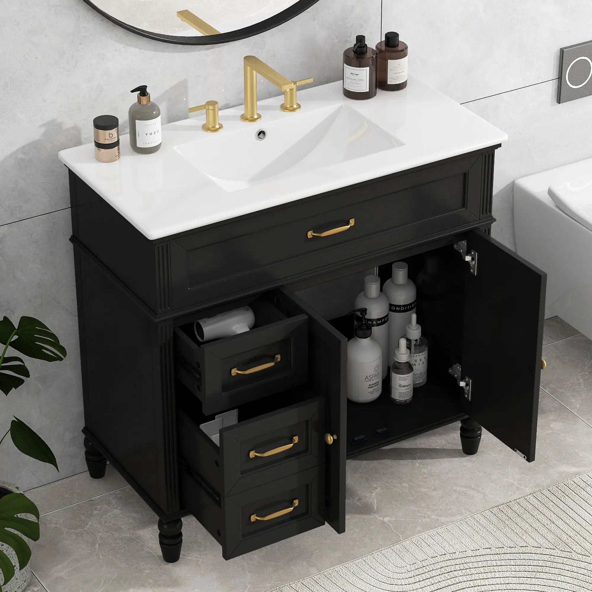 Bathroom Vanity With Sink, Freestanding Cabinet & Drawers by HouseOfZazla