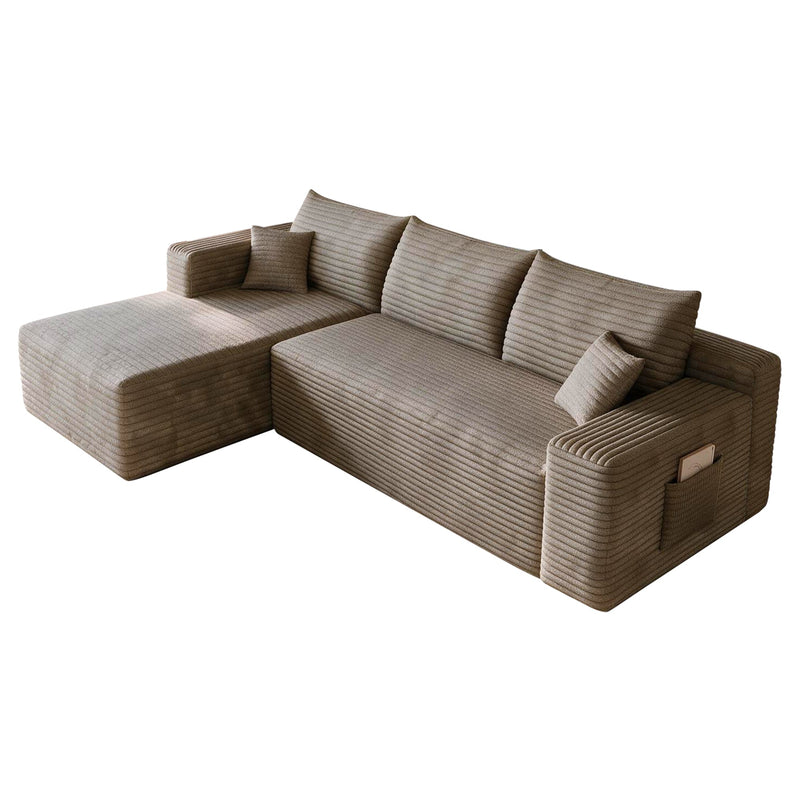 Cloud Sectional Sofa with No Assembly Required - Camel Plush Corduroy, 96", photo 9 of 9