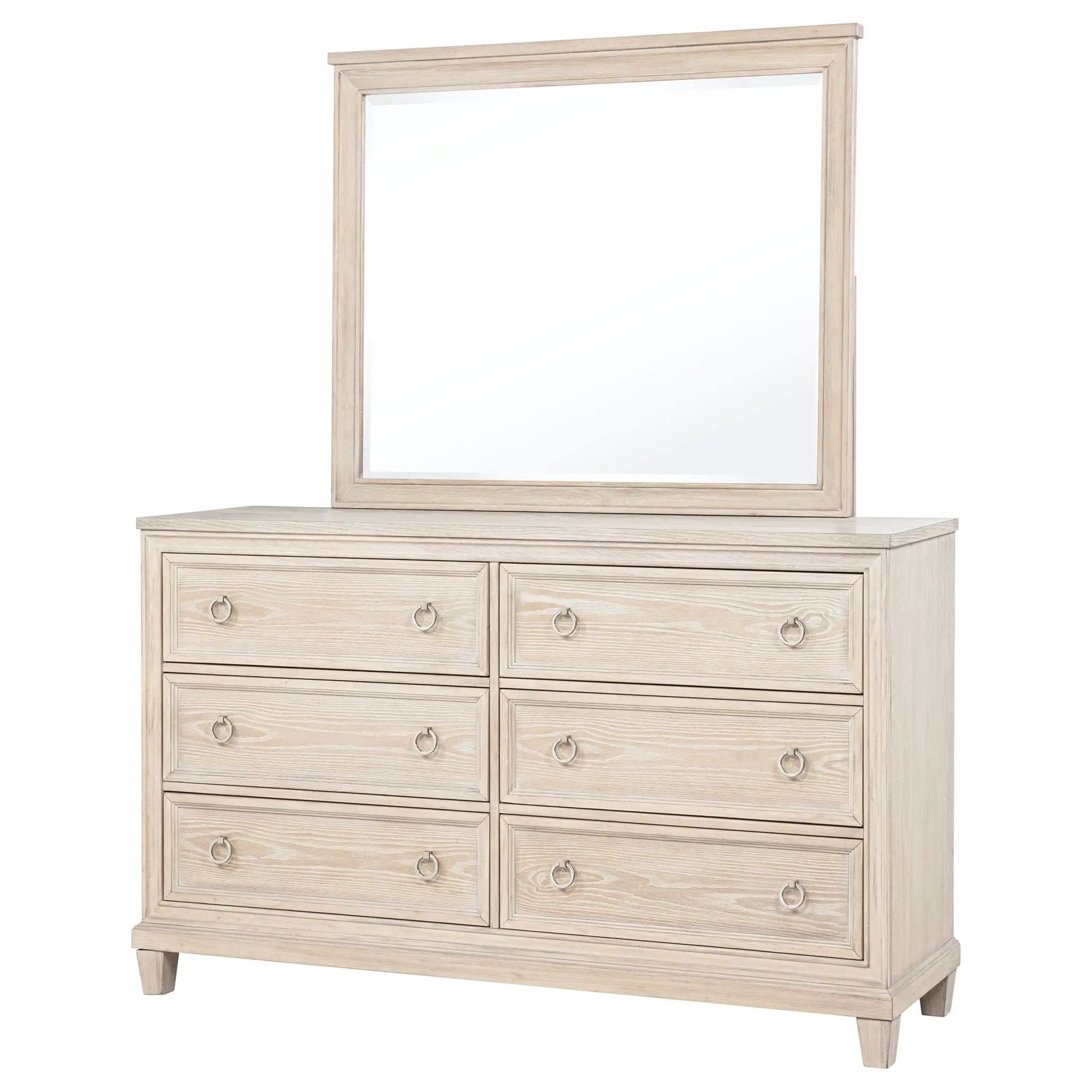 Pembroke 6-drawer Bedroom Dresser with Mirror Washed Oak by Unique Piece Furniture