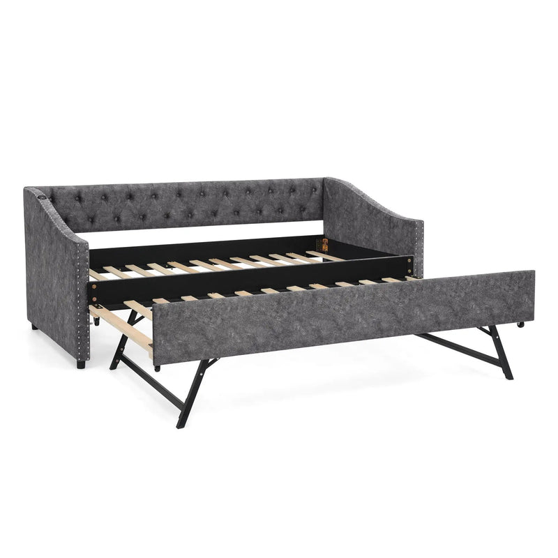 Upholstered Daybed With USB Charging & Pull Out Bed by Unique Piece Furniture