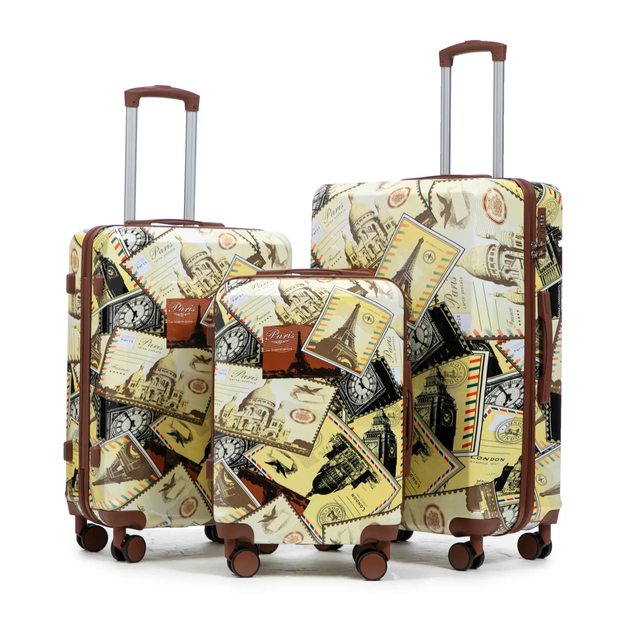 3-Piece PC Spinner Wheel Luggage Set with Printed Pattern by HouseOfZazla