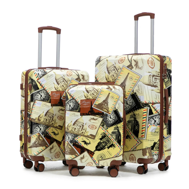 3-Piece PC Spinner Wheel Luggage Set with Printed Pattern by HouseOfZazla