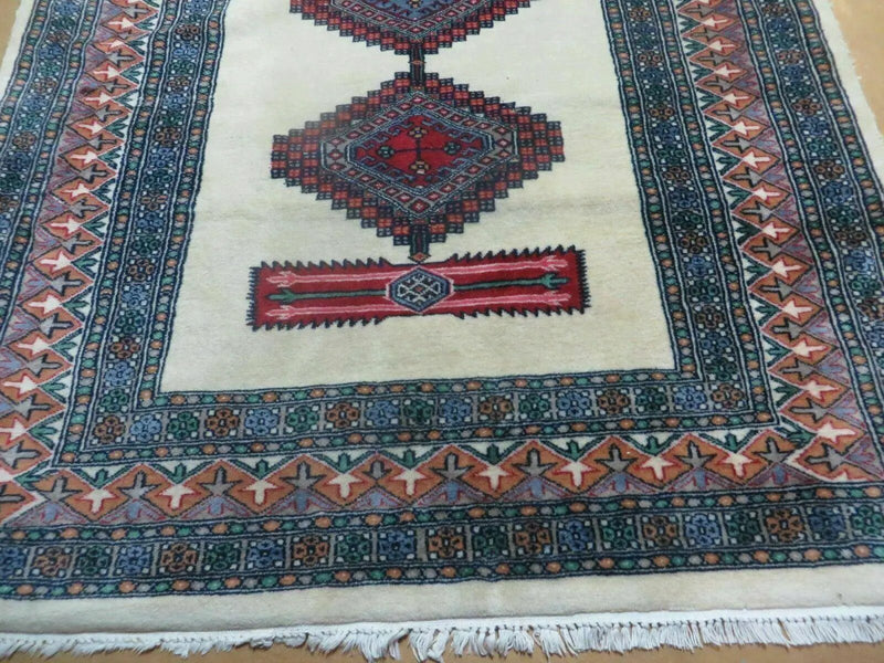 4' X 6' Vintage Handmade Bokhara Turkoman Pakistan Wool Rug Carpet Nice by Jewel Rugs