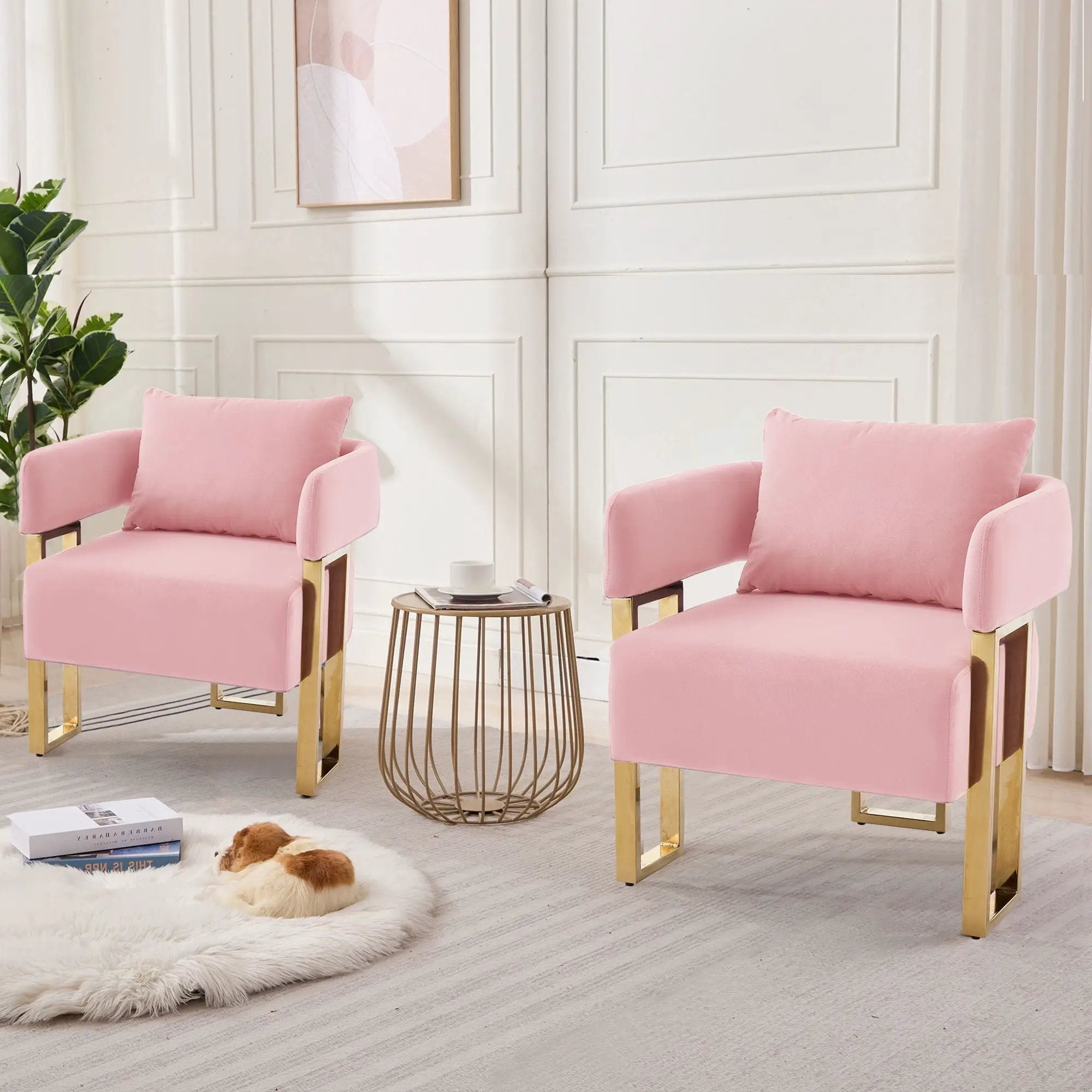 Modern Classic Design Decorative Chair Teddy Fleece Upholstered And Metal Foot by Unique Piece Furniture