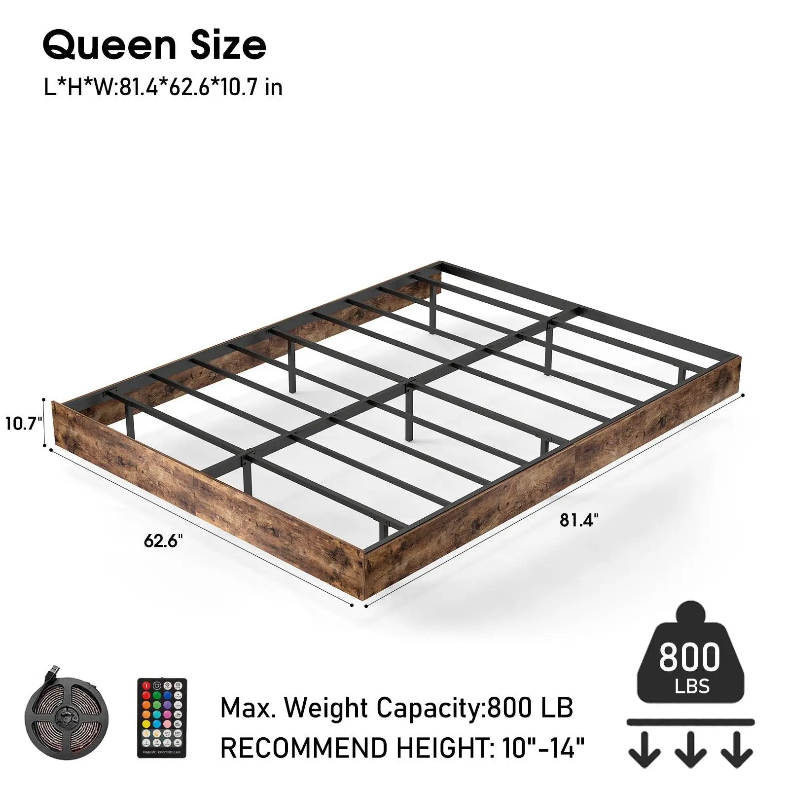 Platform Floating Bed Frame With RGB LED Lights by HouseOfZazla
