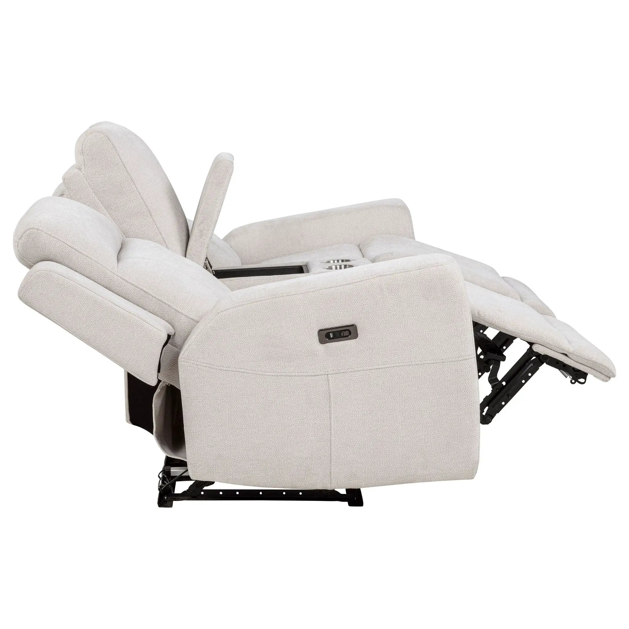 Kennett Chenille Upholstered Power Reclining Loveseat Ivory by Unique Piece Furniture