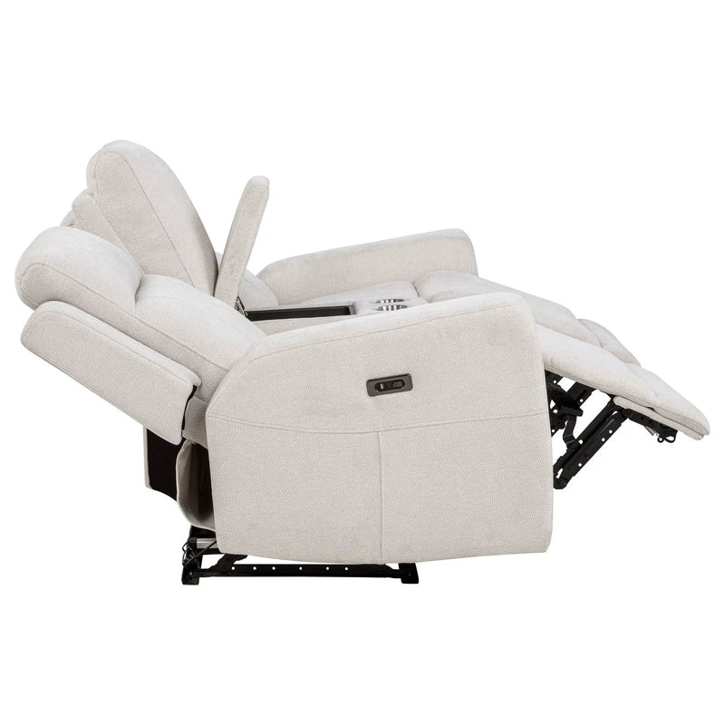 Kennett Chenille Upholstered Power Reclining Loveseat Ivory by Unique Piece Furniture