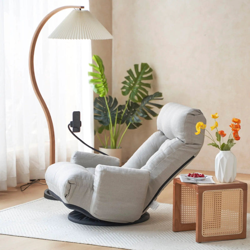 Adjustable Swivel Lounge Chair With 360 Degree Rotating Seat And Headrest Support by Unique Piece Furniture