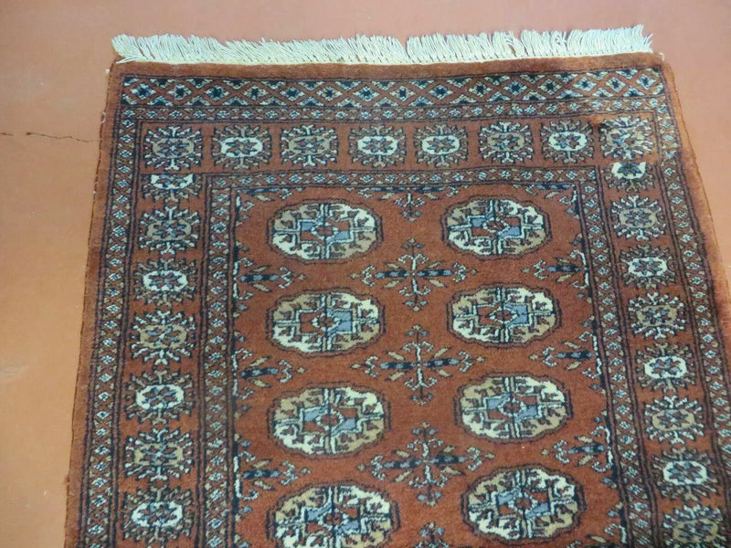 3' X 4' Vintage Handmade Pakistan Turkoman Bokhara Fine Woven Wool Rug by Jewel Rugs