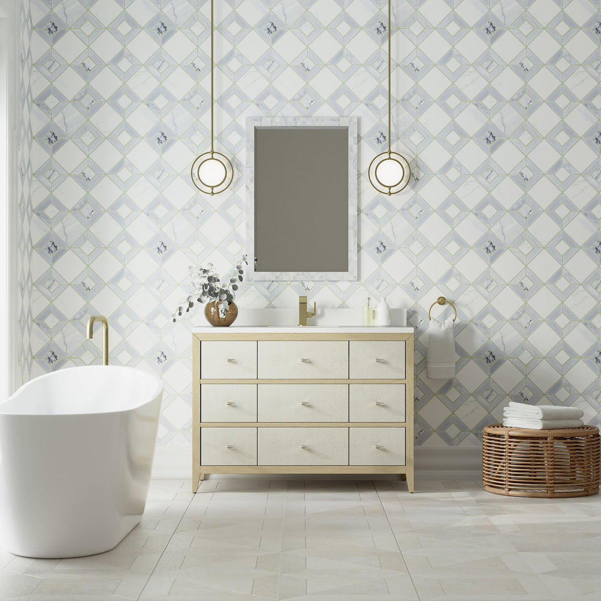 James Martin Celeste 48" Single Bathroom Vanity, Sunwashed Oak with Embossed Shagreen Drawer Fronts, cabinet without a countertop