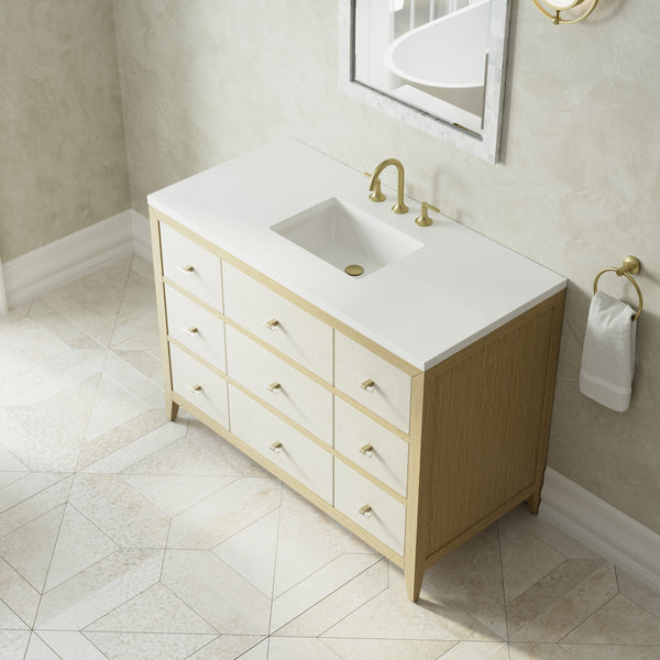 James Martin Celeste 48" Single Bathroom Vanity, Sunwashed Oak with Embossed Shagreen Drawer Fronts