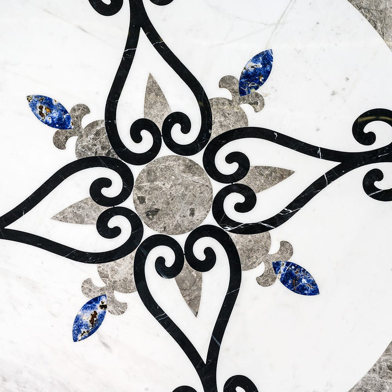 Celina Multi Finish Round Marble Medallions 48x48 Marble Multi Finish 48x48 Medallions — 1