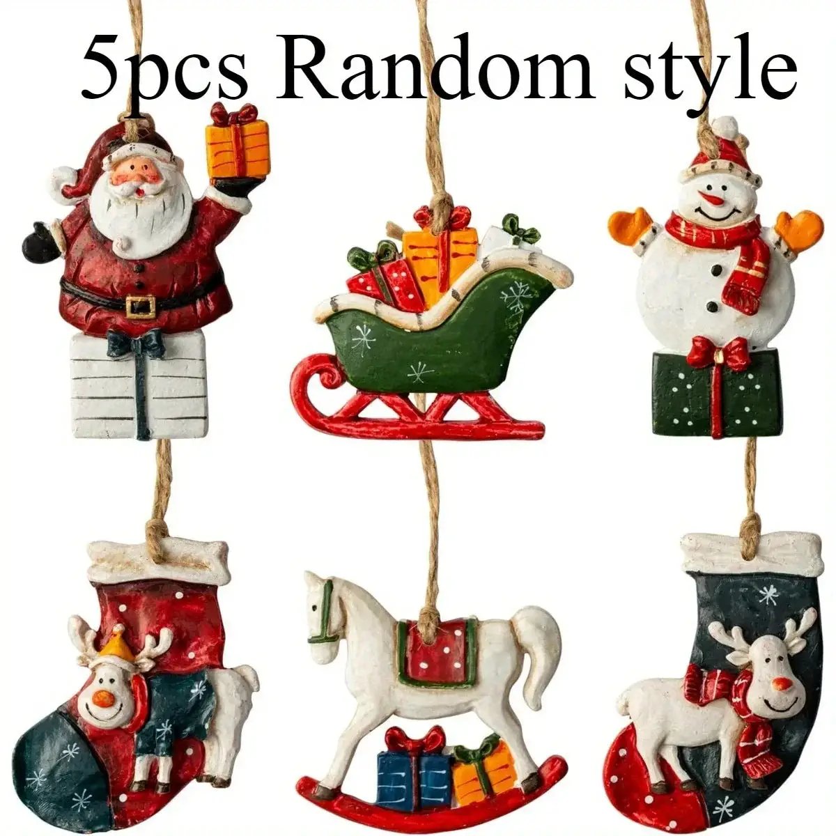 Ceramic Christmas Tree Topper Set - Santa, Snowman & Sleigh Ornaments by House Of Avana