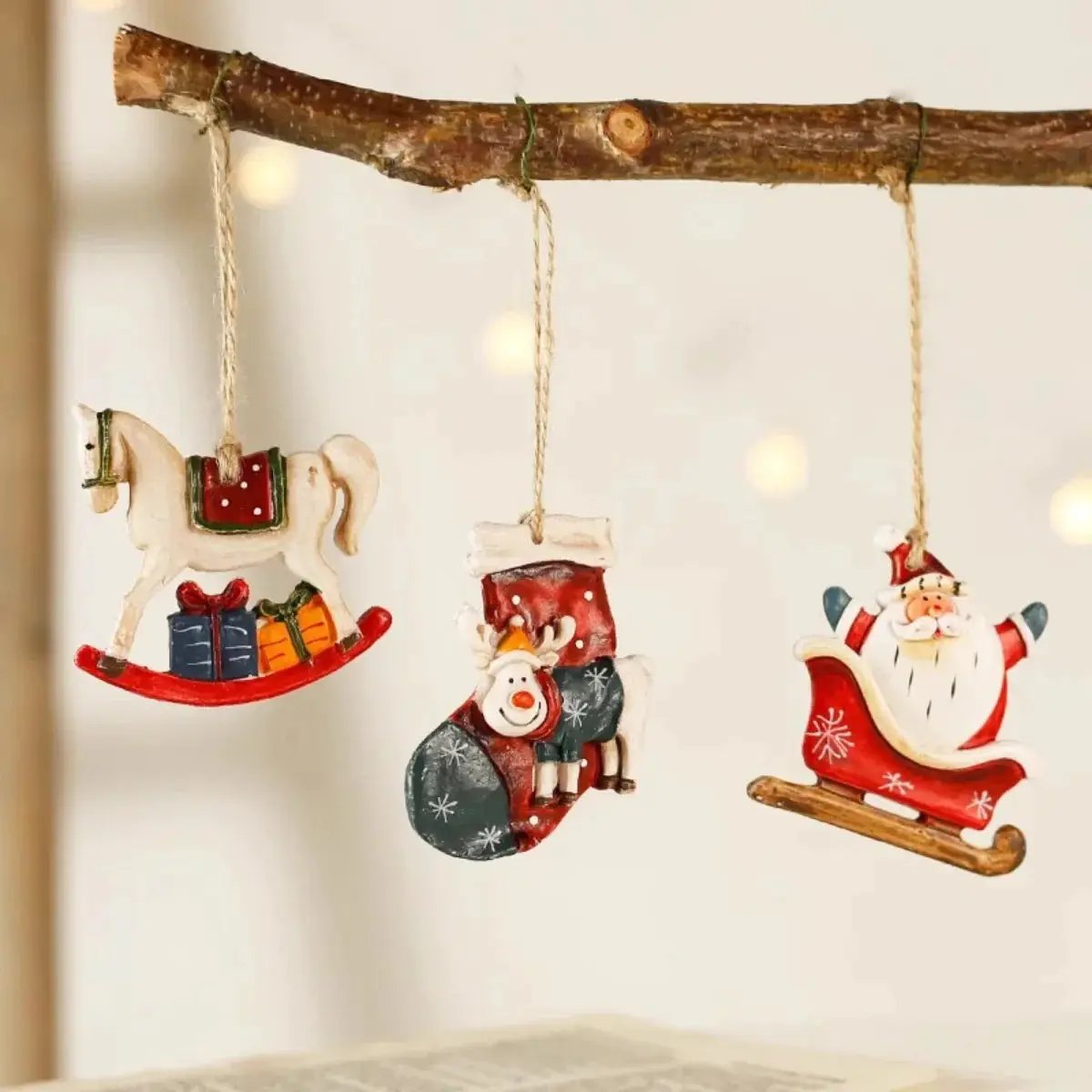 Ceramic Christmas Tree Topper Set - Santa, Snowman & Sleigh Ornaments by House Of Avana