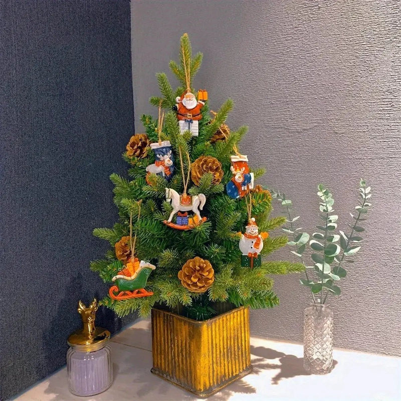 Ceramic Christmas Tree Topper Set - Santa, Snowman & Sleigh Ornaments by House Of Avana