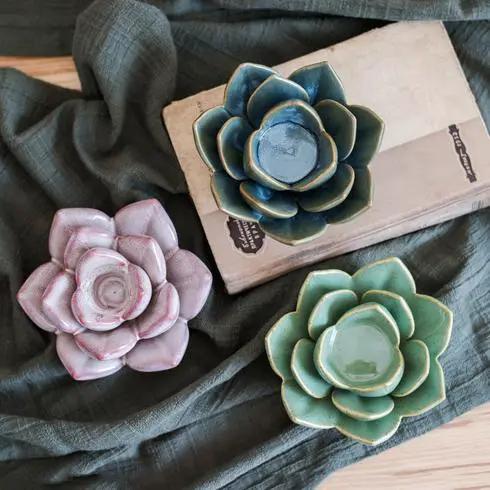 Ceramic Floral Candle Holder by RusticReach