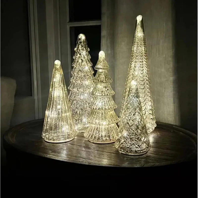 Ceramic Glowing Christmas Tree Figurine with Colorful Lights by House Of Avana