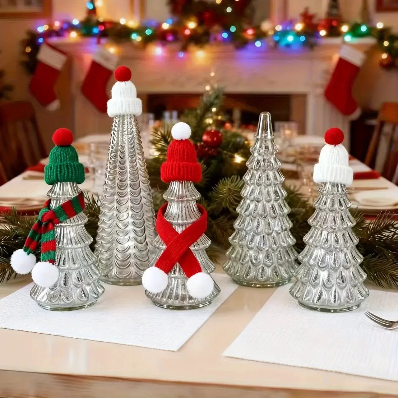 Ceramic Glowing Christmas Tree Figurine with Colorful Lights by House Of Avana