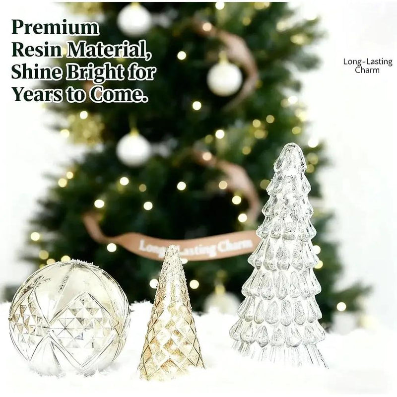 Ceramic Glowing Christmas Tree Figurine with Colorful Lights by House Of Avana