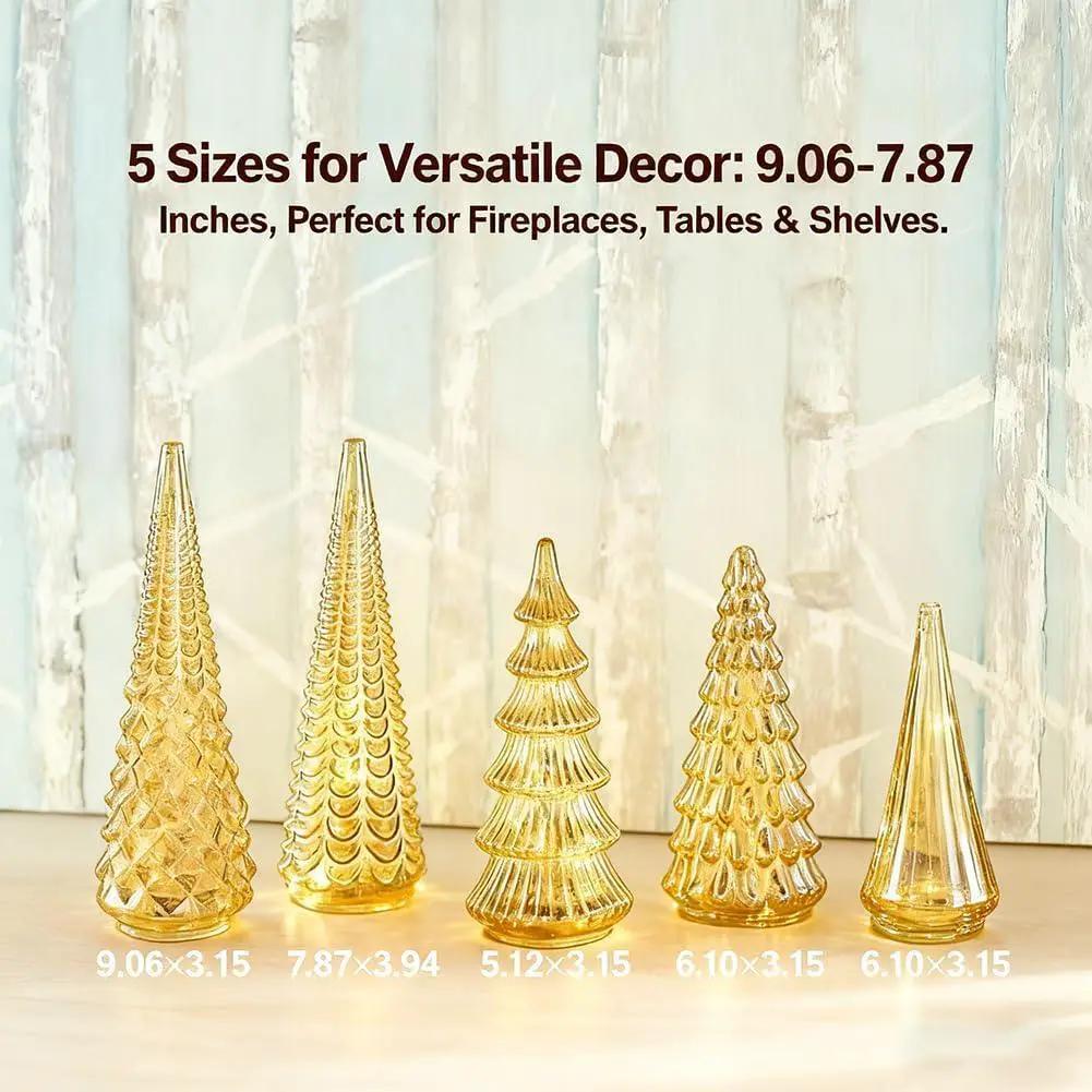 Ceramic Glowing Christmas Tree Figurine with Colorful Lights by House Of Avana