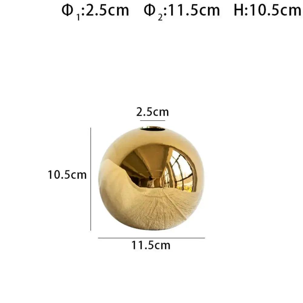 Ceramic Golden Ball Vase with Unique Rounded Design by House Of Avana