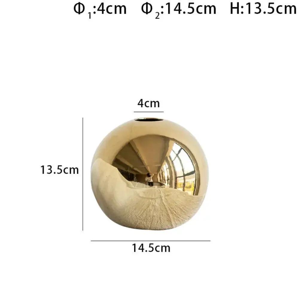 Ceramic Golden Ball Vase with Unique Rounded Design by House Of Avana
