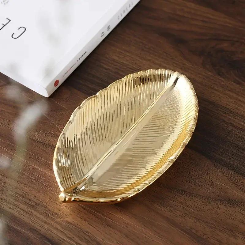 Ceramic Leaf-Shaped Jewelry Dish & Decorative Tray - Elegant Leaf Suitable for Jewelry Display, Keys, - Decorative Tabletop Centerpiece for Entryway, Living Room, Bedside, Jewelry Trays by House Of Avana