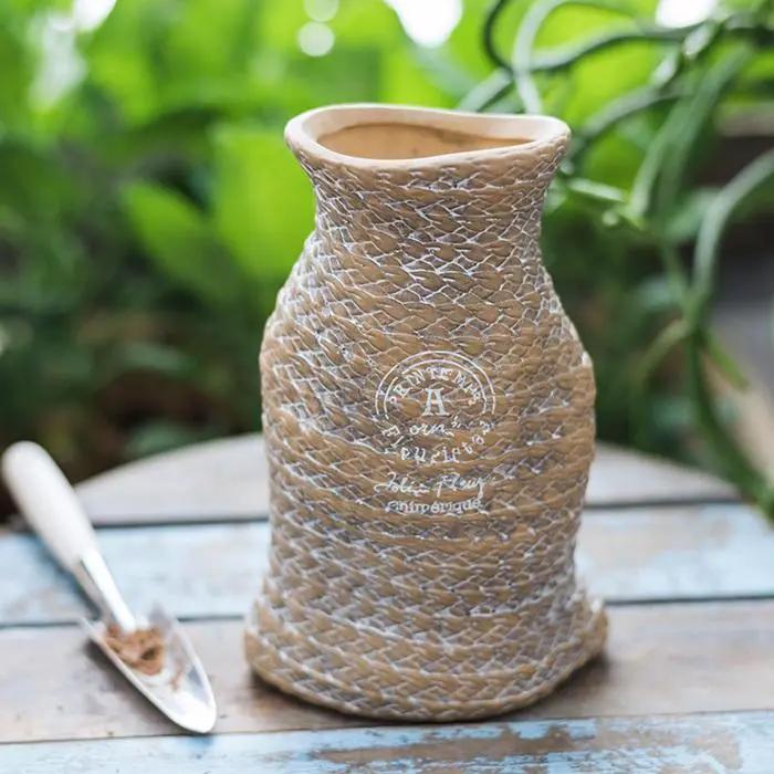 Ceramic Planter Hemp Bag Design by RusticReach