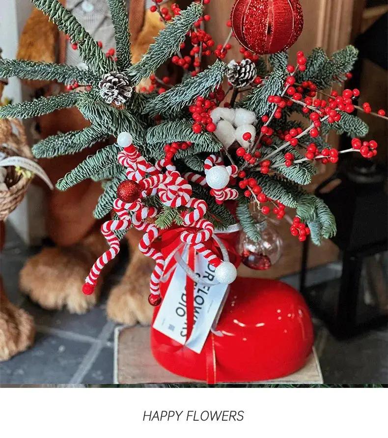 Ceramic Red Vase Planter with Snowflake & Ornament Design by House Of Avana