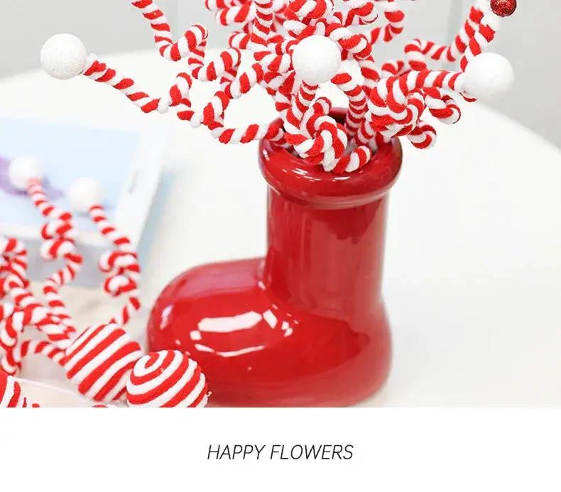 Ceramic Red Vase Planter with Snowflake & Ornament Design by House Of Avana
