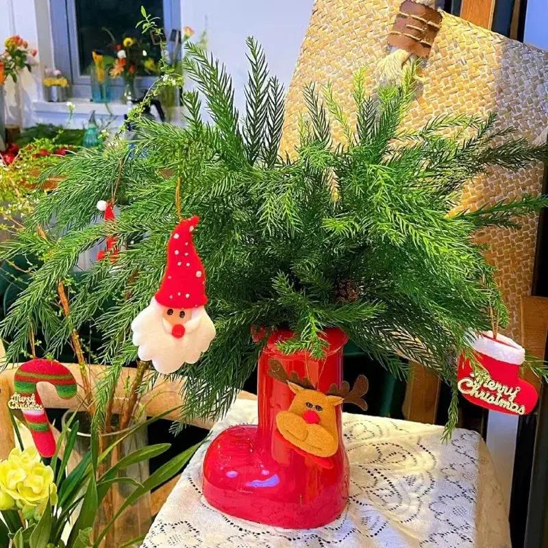 Ceramic Red Vase Planter with Snowflake & Ornament Design by House Of Avana