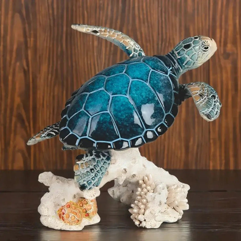 Ceramic Sea Turtle Figurine Upwards Home Decor by House Of Avana