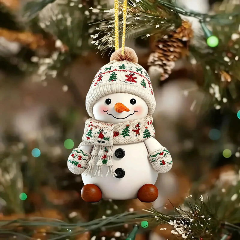 Ceramic Snowman Christmas Tree Ornament Set of 2 by House Of Avana
